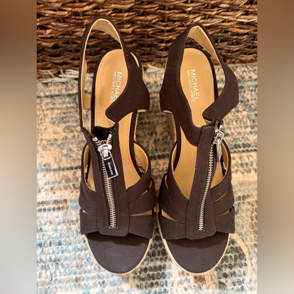 Michael Kors Wedge Espadrilles with Zipper Detail